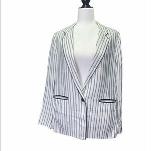 𝅺maje Stripe Down Single Button Blazer
